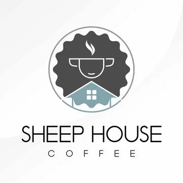 Design or vector shape of sheep and houses Stock Illustration