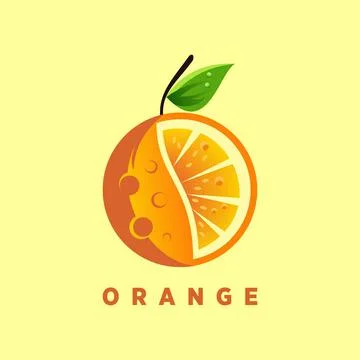Design or vector in the shape of a split orange. Stock Illustration