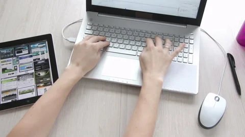 Design Overhead Desk with Computer Video stock 57637107