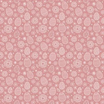 Design of a pattern with Easter eggs and flowers. Vector Stock Illustration