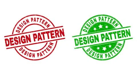 DESIGN PATTERN Round Stamp Seals Using Grunged Texture Stock Illustration