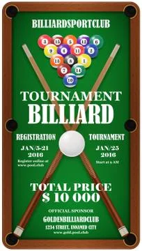 Design poster. Billiard Tournament. Vector illustration Stock Illustration
