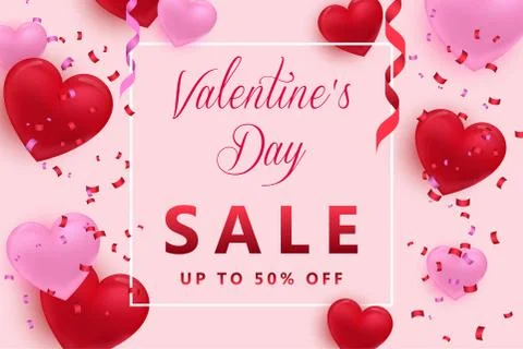 Design poster, web background for sales on Valentine's Day. Vector. Illustrazione stock