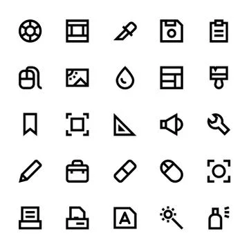Design, Printing, Graphic Tools &amp; Modeling Vector Icons Collection Stock Illustration