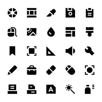 Design, Printing, Graphic Tools &amp; Modeling Vector Icons Pack Stock Illustration