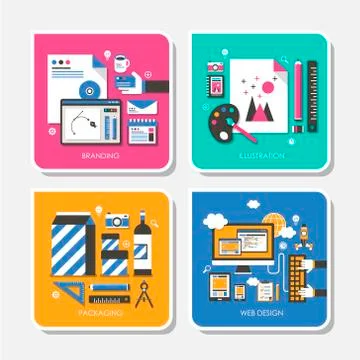 Design process concept in flat design  Stock Illustration