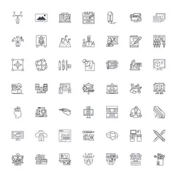 Design process linear icons, signs, symbols vector line illustration set イラスト素材