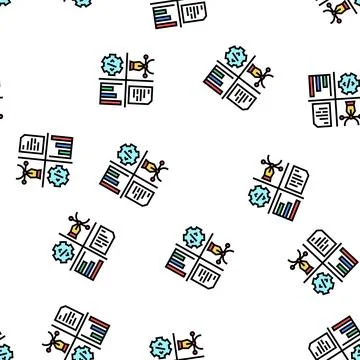 Design, programming, content manager and analytics job vector seamless patter 스톡 일러스트