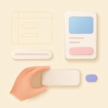 Design in progress 3d ui components Illustrazione stock