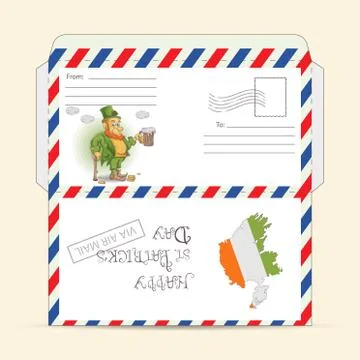 Design of a ready to print layout of a mail envelope for greetings, for the d Stock Illustration