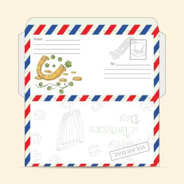 Design of a ready-to-print layout of a mail envelope for greetings, for the d Stock Illustration