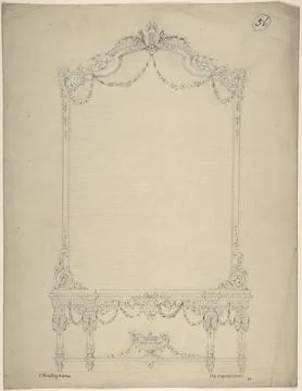 Design for a Rectangular Mirror over a Side Table 184184 Charles Hindley an.. Stock Illustration
