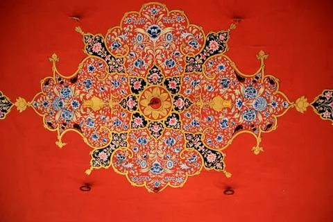 Design on Red Ceiling Stock Photos