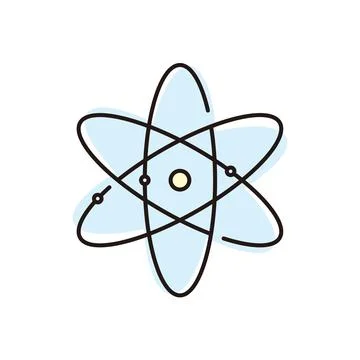 The design represents an atom with a central nucleus and electrons arranged in Stock Illustration