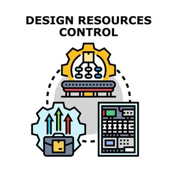 Design resources control process concept vector illustration Illustrazione stock