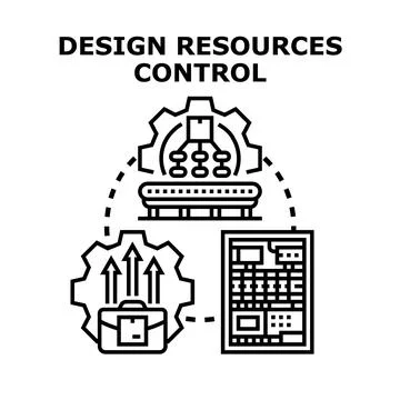 Design resources control process concept vector illustration Stock Illustration