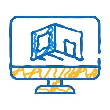 Design room computer program icon doodle illustration Stock Illustration