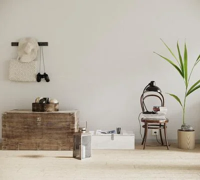 Design of room with decor, 3d render Stock Illustration