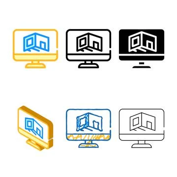 Design room styleset computer program color icon vector イラスト素材