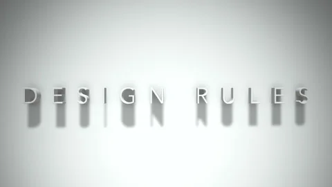Design rules 3D title animation white text on a white background Stock Footage 299372508