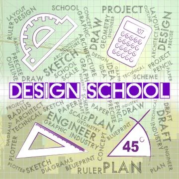 Design School Indicating Educate Designed And Studying Stock Illustration