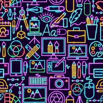 Design Seamless Neon Pattern 스톡 일러스트