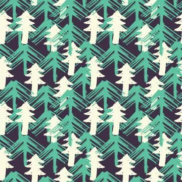 Design seamless pattern with Christmas trees Stock Illustration
