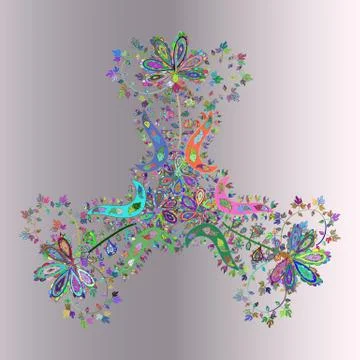 Design. Seamless pattern Print. Vector. Flat elements. Doodles green, gray and n イラスト素材