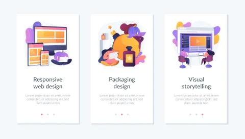 Design services app interface template. Illustrazione stock