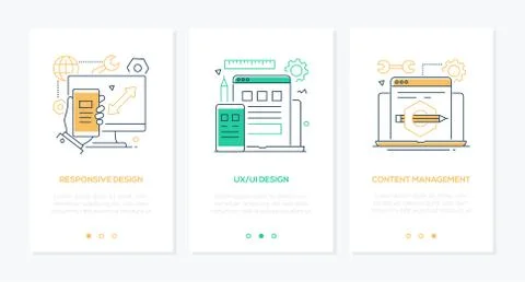 Design services - set of linear vertical web banners Stock Illustration