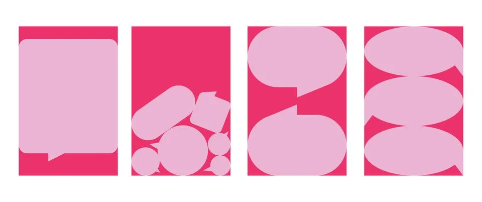Design set background bubble chat shape unique on red cute Stock Illustration
