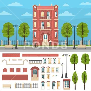 Design set for buildings, houses creating Stock Illustration