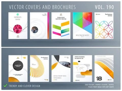 Design set of colourful abstract templates for business, trendy shapes, circles Stock Illustration