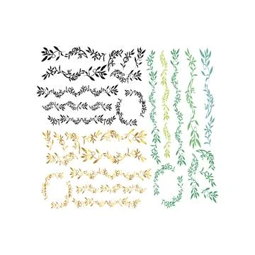 Design set featuring flourish borders corner elements Decorative Stock Illustration