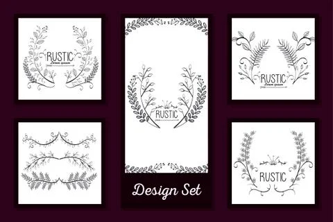 Design set of frames rustic floral イラスト素材