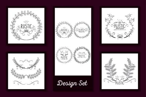 Design set of frames rustic floral イラスト素材