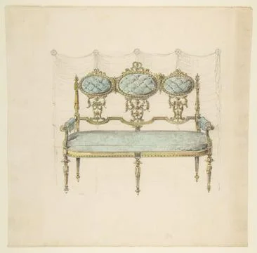 Design for a Settee 19th century Anonymous, French, 19th century French. De.. Stock Illustration