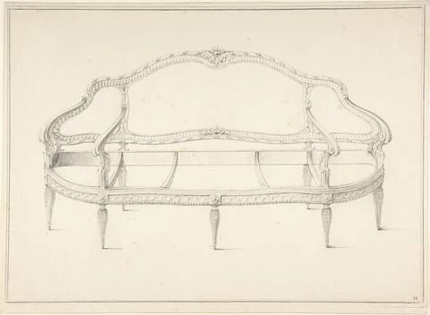Design for a Settee ca. 177090 Anonymous, French, 18th century French. Desi.. Stock Illustration