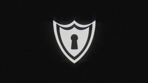 Design shield keyhole in glitch effect mp4 video Stock Illustration