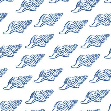 This design showcases a repetitive pattern of blue shells, highlighting their Illustrazione stock