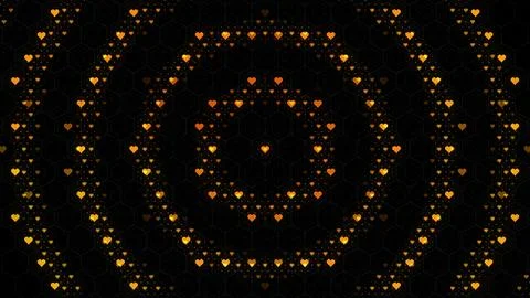 Design shows hearts in a circular pattern on a dark background Stock Illustration
