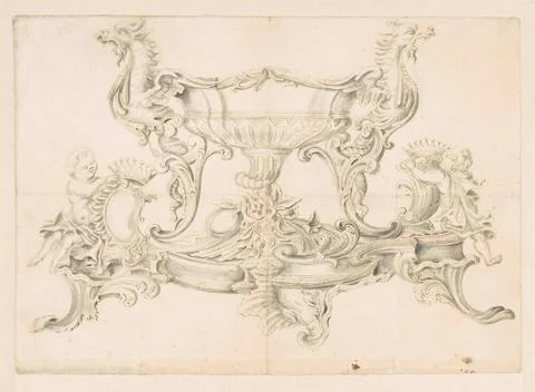Design for a silver centrepiece. This is a full-scale presentation drawing... Stockfoto's