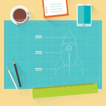 Design sketch of the rocket Stock Illustration