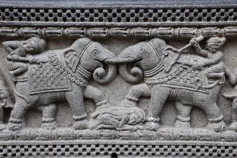 Design of small elephants on the wall Foto stock