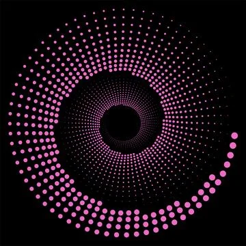 Design spiral dots backdrop. Abstract monochrome background. Optical art pattern Stock Illustration