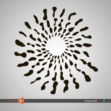 Design of spiral patterns from abstract spots. Abstract monochrome round back Stock Illustration
