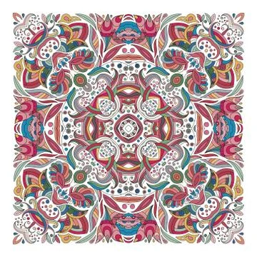 Design for square pocket, shawl, textile. Vector floral pattern Stockillustratie