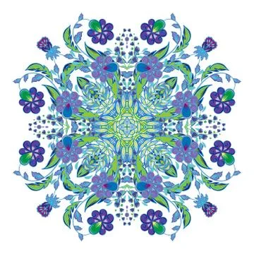 Design for square pocket, shawl, textile. Paisley floral pattern. Colorful Stockillustratie