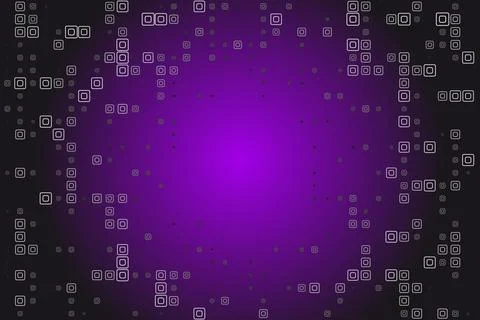 Design with square shapes that form a central focus. Purple radial gradient b Stock Illustration