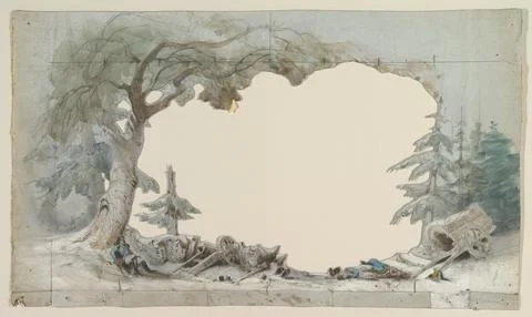 Design for a Stage Set 183090 Eugne Cicri French. Design for a Stage Set. E.. 스톡 일러스트